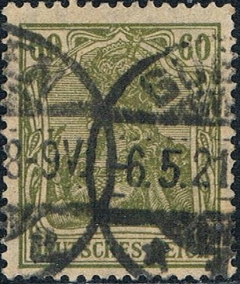 ALEGORÍA DE GERMANIA 1920-22. LEYENDA DEUTCHES REICH. FILIGRANA LOSANGES. Y&T Nº 125