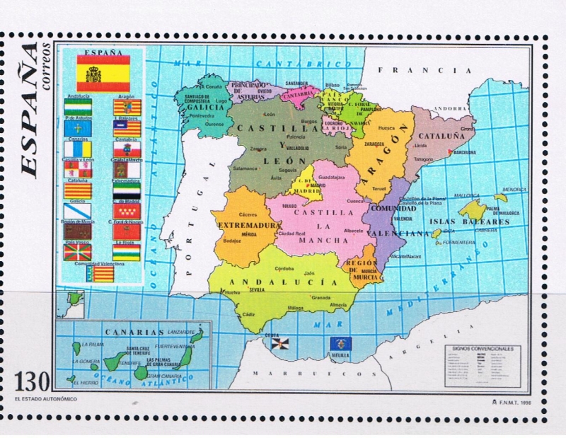 Edifil  3459  Mapa oficial del Estado Autonómico.  