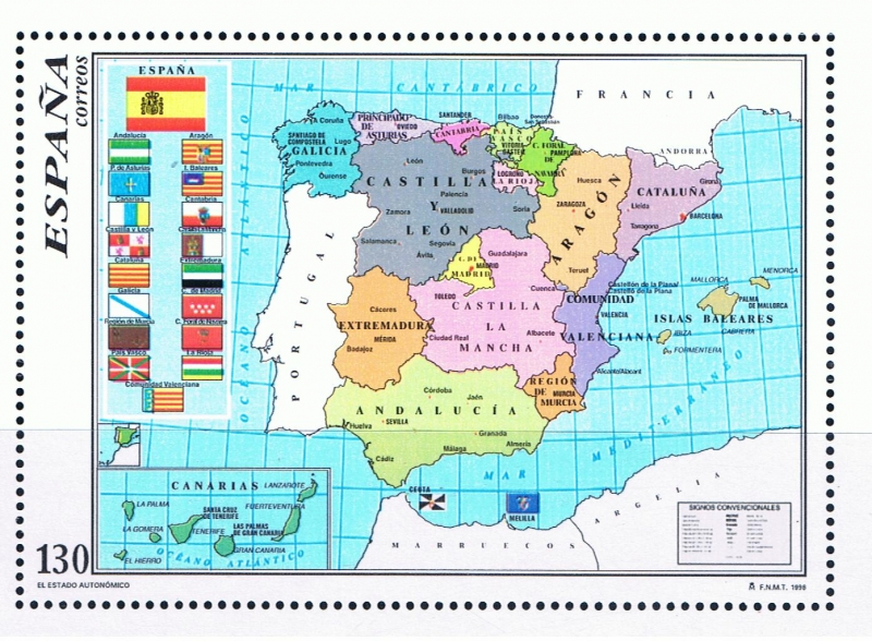 Edifil  3459  Mapa oficial del Estado Autonómico.  