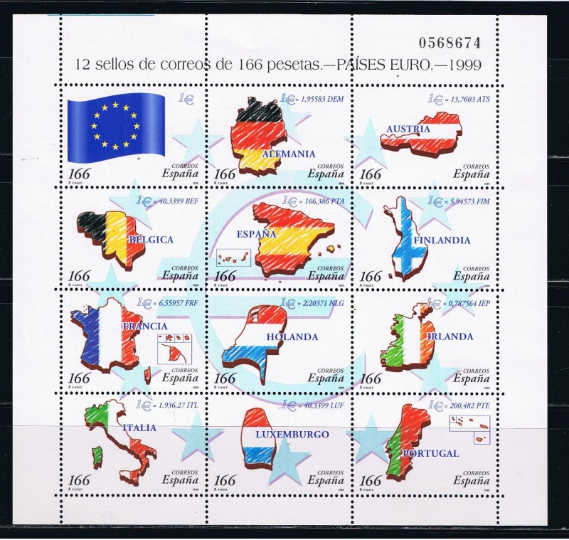 Edifil  3632 - 3643 MP.63  Paises del Euro.  