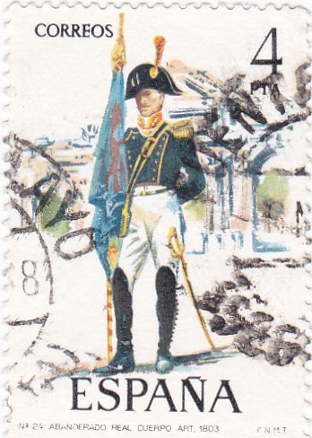 Abanderado del Real Cuerpo de Artillería 1803-UNIFORMES MILITARES   (S)