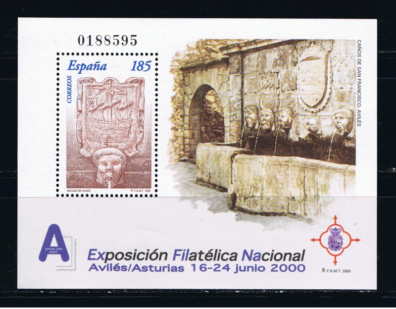 Edifil  3716 SH  Exposición Filatélica Nacional Exfilna´2000.  