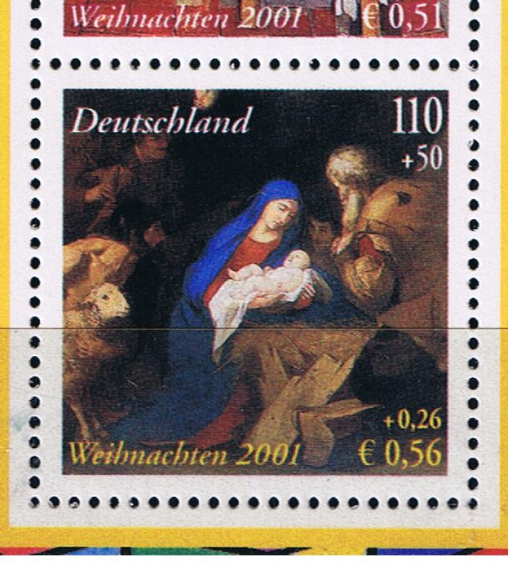 Edifil  3837 B SH Alemania  Navidad ´2001. Emisión conjunta con Alemania.  