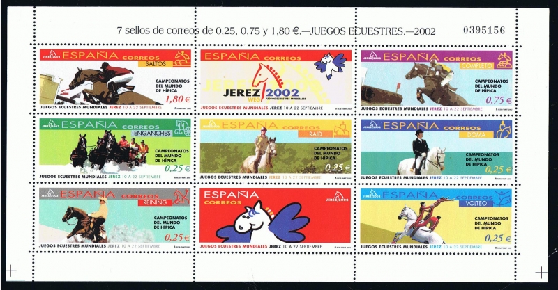 Edifil  3898 - 3904 MP. 78  Juegos Ecuestres Mundiales. Campeonatos del Mundo de Hípica.  