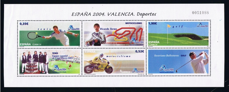 Edifil  4091  Exposición >Mundial de Filatelia España´2004.Valencia. Deportes.  