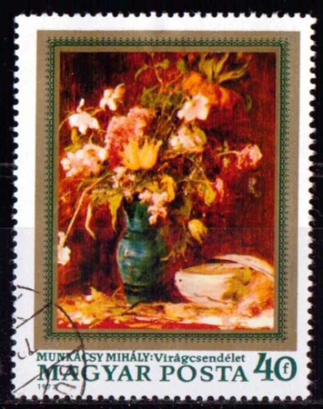 2556 - Flores, cuadro del pintor húngaro Mihaly Munkacsy