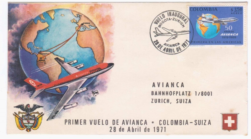 1st Vuelo Avianca Colombia Suiza