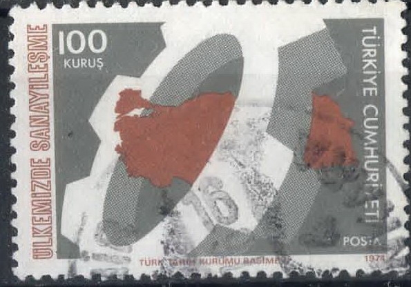 TURQUIA SCOTT_1993 RUEDA DENTADA Y MAPA DE TURQUIA