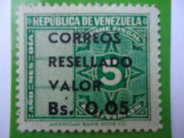 República de Venezuela - Timbre Fiscal a Correo Resellado.