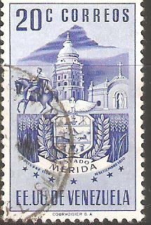 ESCUDO  DE  MÈRIDA  E  IGLESIA  Y  ESTATUA