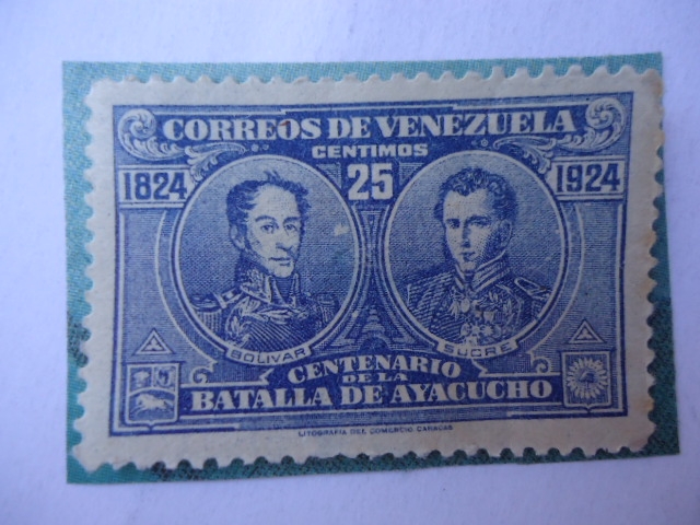 Centenario Batalla de Ayacucho 1824-1924 -Bolívar y Sucre