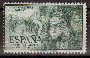 ESPAÑA SEGUNDO CENTENARIO Nº 1097 ** 60C VERDE ISABEL LA CATOLICA 