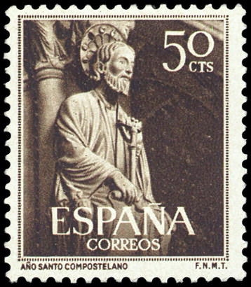 ESPAÑA SEGUNDO CENTENARIO Nº 1130 ** 50C CASTAÑO OSCURO AÑO SANTO COMPOSTELANO 