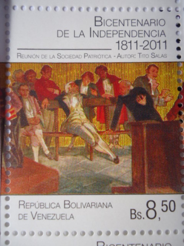 Bicentenario de la Independencia 1811-2011 - Reunión de la sociedad Patriótica -(Sello 5 de 10)