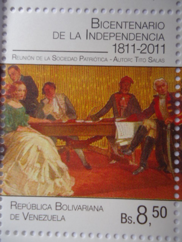 Bicentenario de la Independencia 1811-2011 - Reunión de la sociedad Patriótica -(Sello 4 de 10)