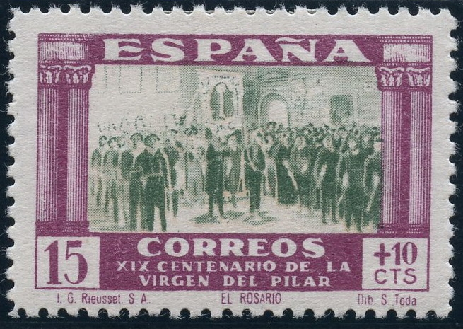 ESPAÑA 890 XIX CENTENARIO DE LA VENIDA DE LA VIRGEN DEL PILAR A ZARAGOZA