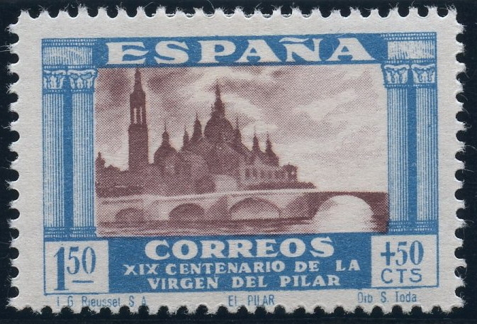 ESPAÑA 899 XIX CENTENARIO DE LA VENIDA DE LA VIRGEN DEL PILAR A ZARAGOZA