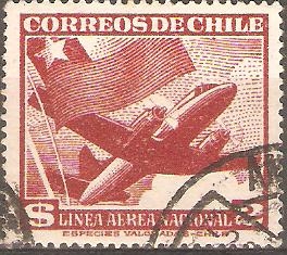 AEROPLANO  Y  BANDERA  DE  CHILE