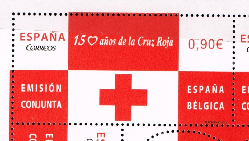 Edifil  4828  150 años de la Cruz Roja Emisión conjunta España-Bélgica.  