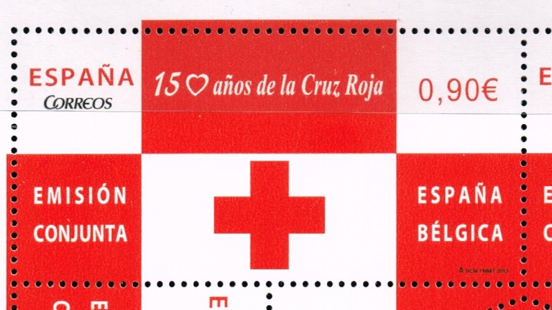 Edifil  4828  150 años de la Cruz Roja Emisión conjunta España-Bélgica.  