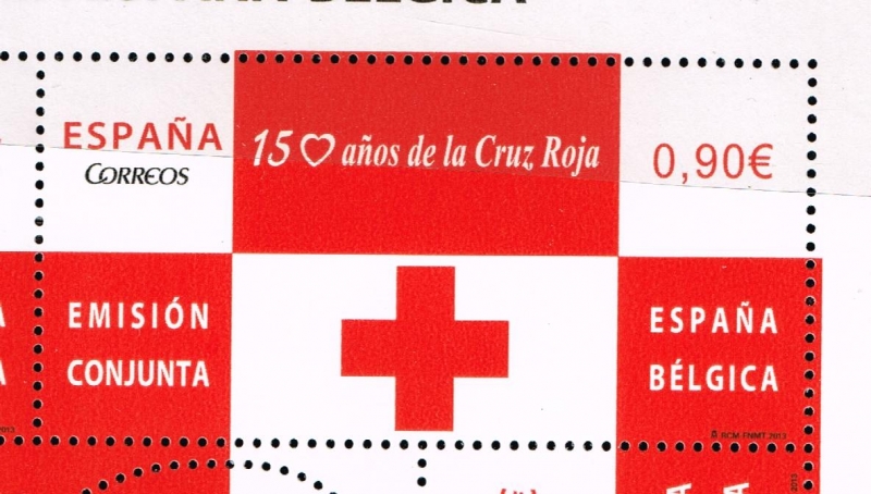 Edifil  4828  150 años de la Cruz Roja Emisión conjunta España-Bélgica.  