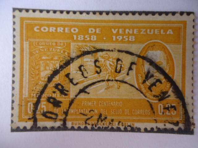 Primer Centenario de la Implantación del Sello de Correo -Correos de Venezuela 1858-1958