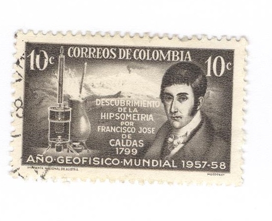 Descubrimiento de la hipsometria por Francisco José de Caldas.Año geofisico mundial 1957-58