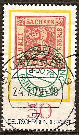 Dia del sello y el Movimiento Mundial de Filatelia. 1850 3pf. sello de Sajonia.