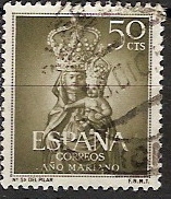 ESPAÑA SEGUNDO CENTENARIO USD Nº 1136 (0) 50C VERDE OLIVA AÑO MARIANO