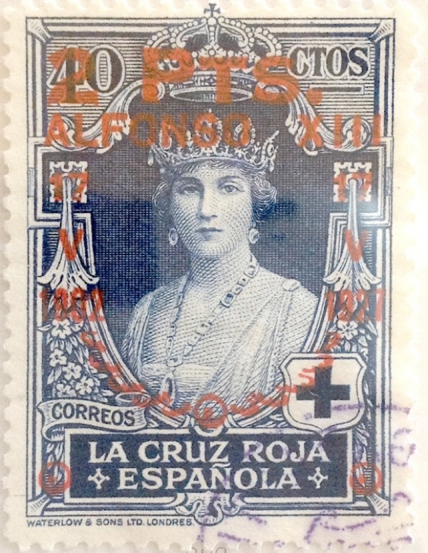 2 pesetas sobre 40 céntimos 1927