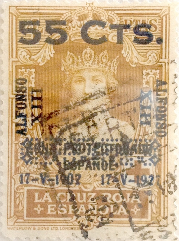 55 céntimos sobre 4 pesetas 1927