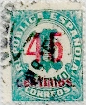 45 céntimos sobre 1 céntimo 1938