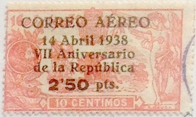 2,5 pesetas sobre 10 céntimos 1938