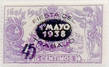 45 céntimos sobre 15 céntimos 1938