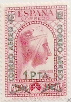 1 peseta sobre 25 céntimos 1938