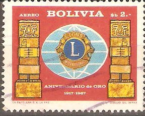 50th  ANIVERSARIO  DEL  CLUB  DE  LEONES  INTERNACIONAL.  EMBLEMA  Y  ESCULTURAS  PREHISTÒRICAS.