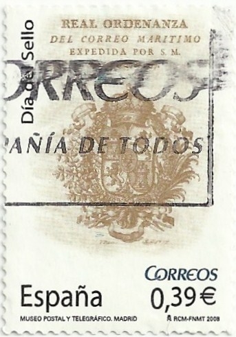 DIA DEL SELLO 2008. PORTADA REAL ORDENANZA DEL CORREO MARÍTIMO DE 1777. EDIFIL 4412