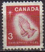 CANADA 1966 Scott 451 Sello Nuevo Navidad Christmas Manos Rogando