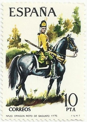 UNIFORMES MILITARES, GRUPO IV. Nº 20, DRAGÓN DEL REGIMIENTO DE SAGUNTO 1775. EDIFIL 2240