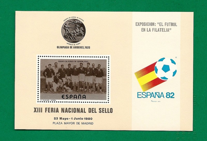 XIII Feria Nacional del Sello - España 82 - Equipo de Fútbol de España 1920 Olimpìada de Amberes