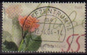 ALEMANIA 2003 Scott 2227 Sello Flores Rosas Greeting Stamp 55 Usado Michel 2317 Allemagne Duitsland