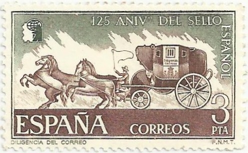 125 ANIVERSARIO SELLO ESPAÑOL. DILIGENCIA DE CORREOS. EDIFIL 2233