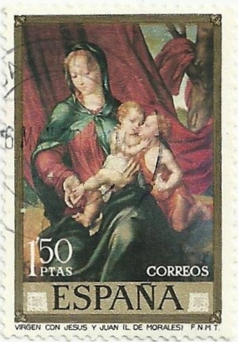 LUIS DE MORALES, EL DIVINO. VIRGEN CON JESÚS Y JUAN. EDIFIL 1965