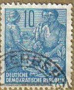 ALEMANIA DDR 1955 Michel 457 Sello Serie Basica Agricultores Usado