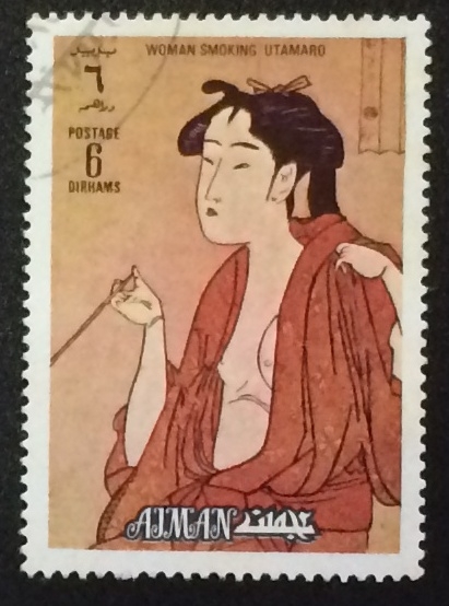 AJMAN-Mujer fumando-Utamaro