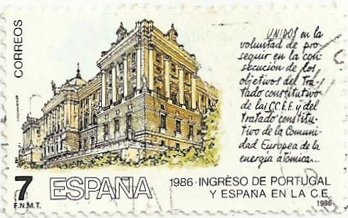 INGRESO DE PORTUGAL Y ESPAÑA A LA CE. PALACIO REAL, MADRID. EDIFIL 2825