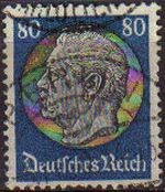 DEUTSCHES REICH 1933 Scott430 SELLO 85 Cumpleaños de Von Hindenburg Usado ALEMANIA Michel527