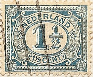 Stamp Nederland 1 1 2 cent azulof Netherlands Europe