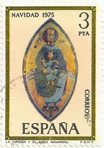 NAVIDAD 1975. LA VIRGEN Y EL NIÑO, EN ZANGOZA, NAFARROA. EDIFIL 2300