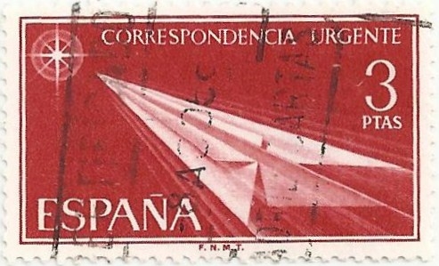 (293) ALEGORIA DEL CORREO URGENTE, TIPO DE 1956. FLECHA DE PAPEL. VALOR FACIAL 3 Pts. EDIFIL 1671